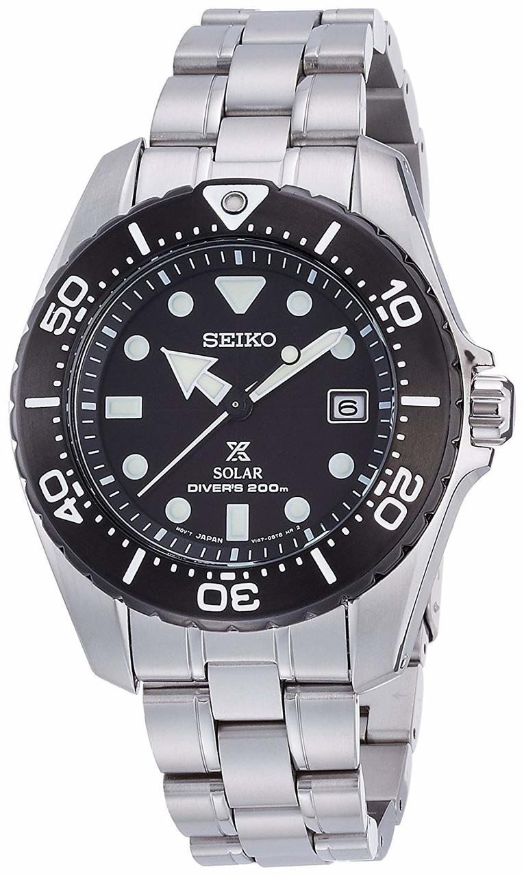 Seiko Prospex SBDN019J1 Diver Black Dial Black Titan Solar Men's Watch