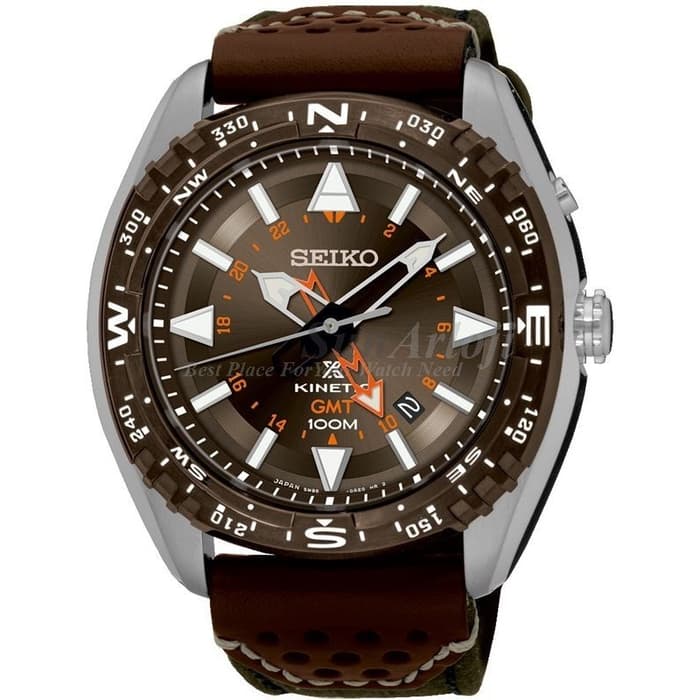 Seiko Prospex Land Kinetic GMT SUN061P1 Black Brown Silver Men's Watch