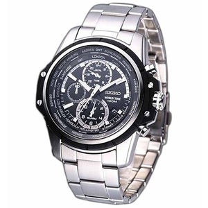 Seiko SPL039P1 Chronograph World Time Silver Black