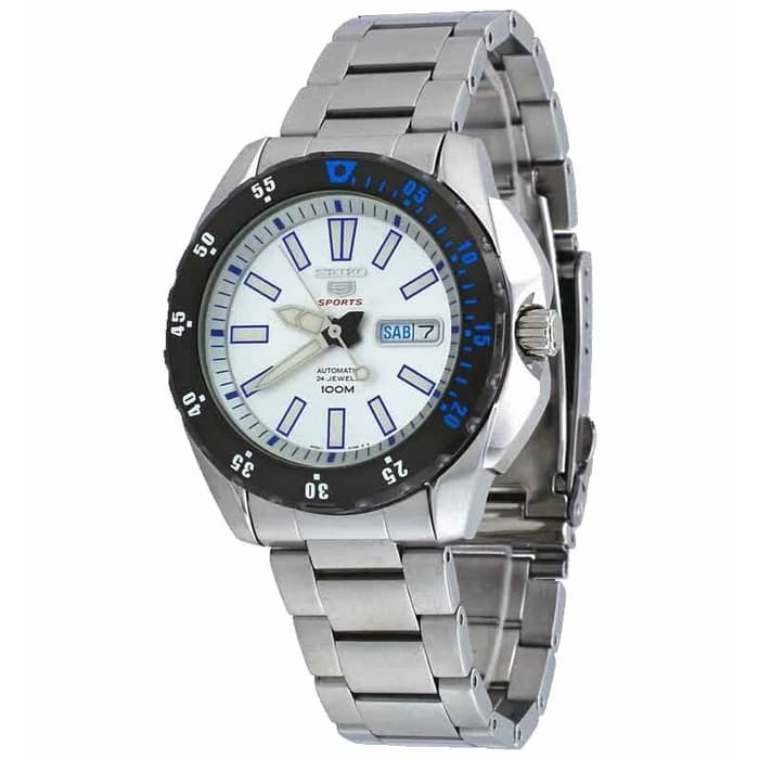 Seiko 5 Sports SRP359K1 Silver White Black Men's Watch