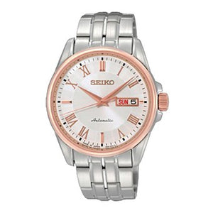 Seiko SRP186 Presage Automatic Silver Rose Gold Men's Watch