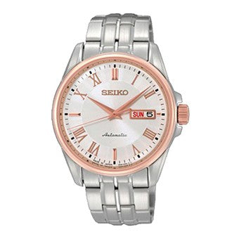 Seiko SRP186 Presage Automatic Silver Rose Gold Men's Watch
