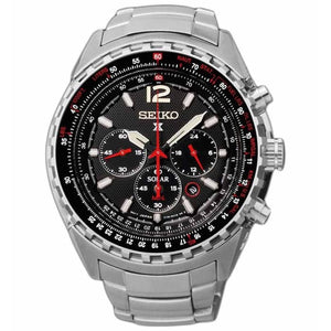 Seiko Prospex Aviation Solar SSC261P1 Silver Black Red Men's Watch