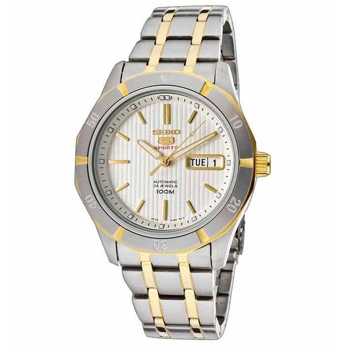 Seiko 5 Sports SRP290K1 Silver Gold Men's Watch