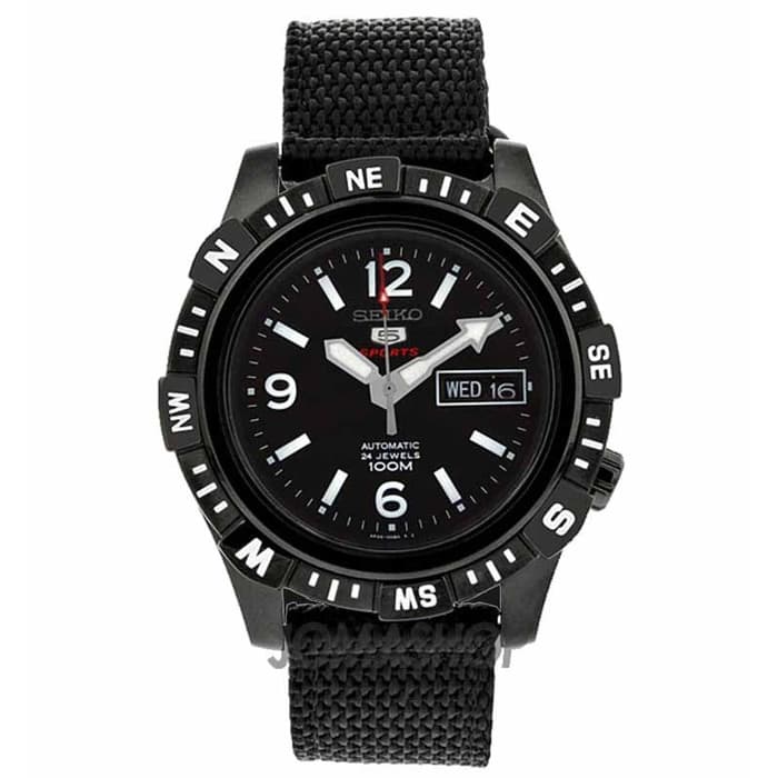 Seiko 5 Sports SRP147K1 Full Black White Men's Watch
