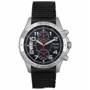 Seiko SNN103P2 Chronograph Black Silver Black Canvas