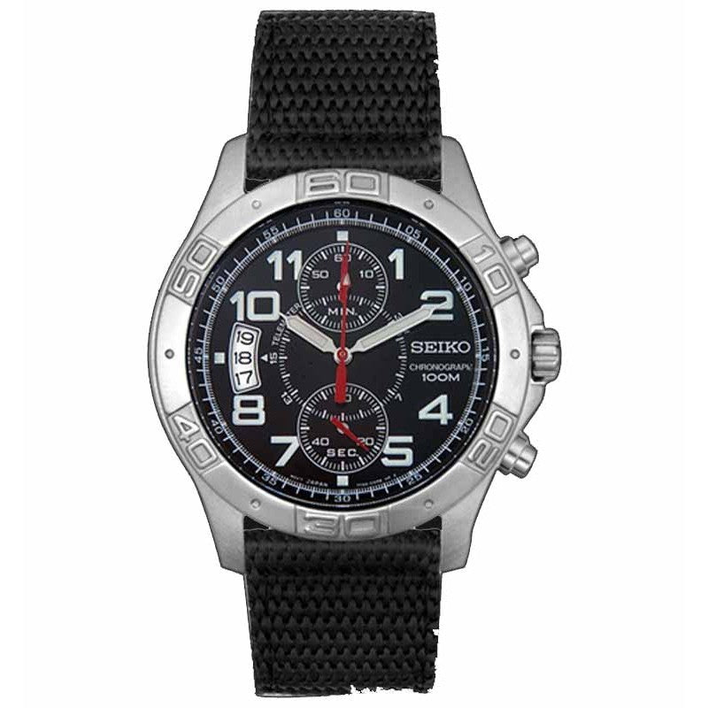 Seiko SNN103P2 Chronograph Black Silver Black Canvas