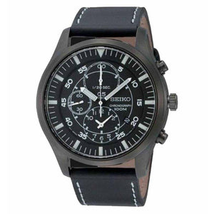 Seiko SNDA21P1 Chronograph Full Black Leather Strap