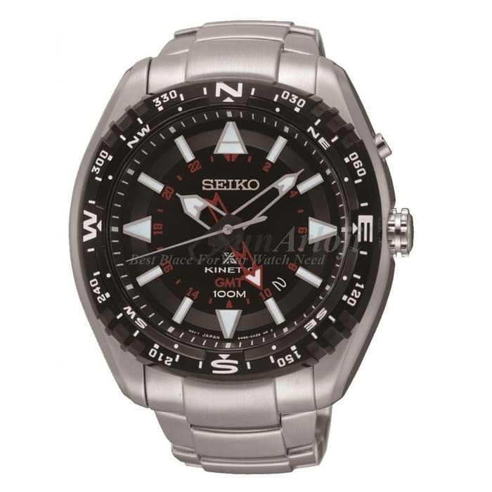 Seiko Prospex Land Kinetic GMT SUN049P1 Silver Black Red Men's Watch