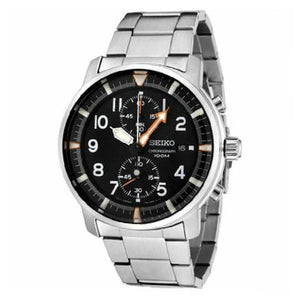 Jam Tangan Seiko SNN225P1 Chronograph Silver Black Orange