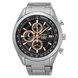 Jam Tangan Seiko SSB199P1 Chronograph Silver Black Rose Gold