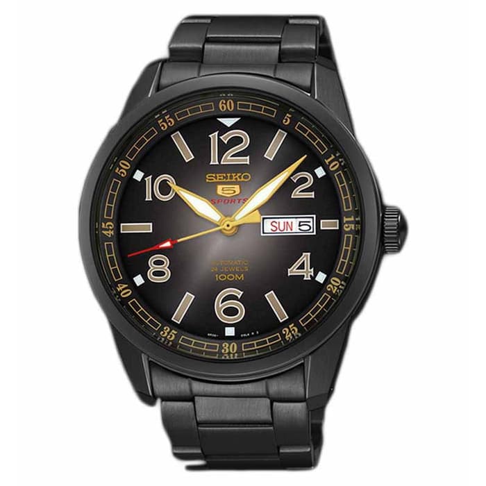 Seiko 5 Sports SRP631K1 Full Black Gold Men's Watch