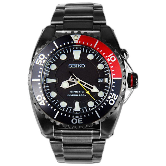 Seiko Diver's SKA577P1 Kinetic Black Red Men's Watch