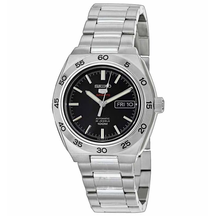 Seiko 5 Sports SRP241K1 Full Silver Black Men's Watch