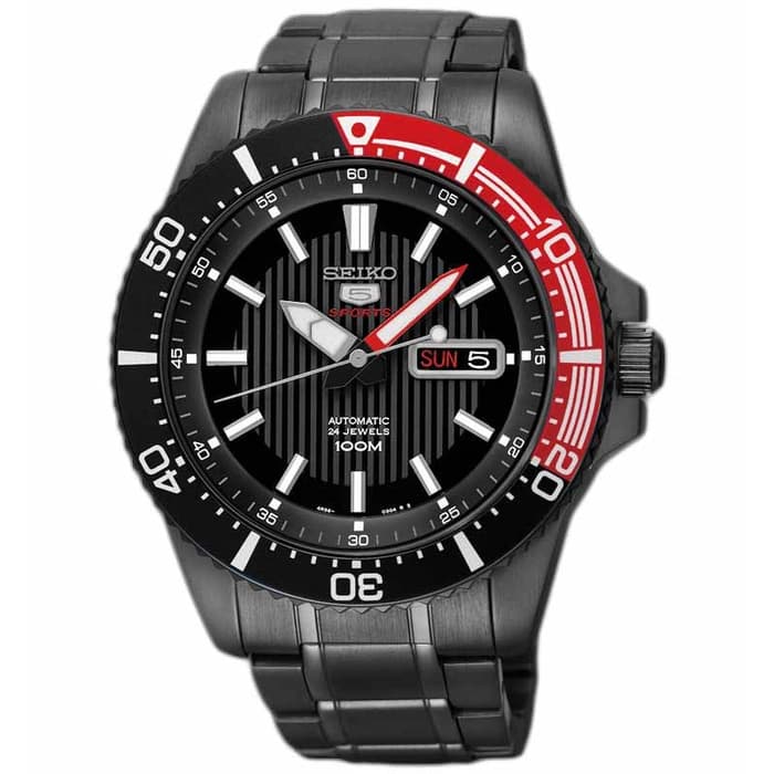 Seiko 5 Sports SRP575K1 Full Black Red Men's Watch