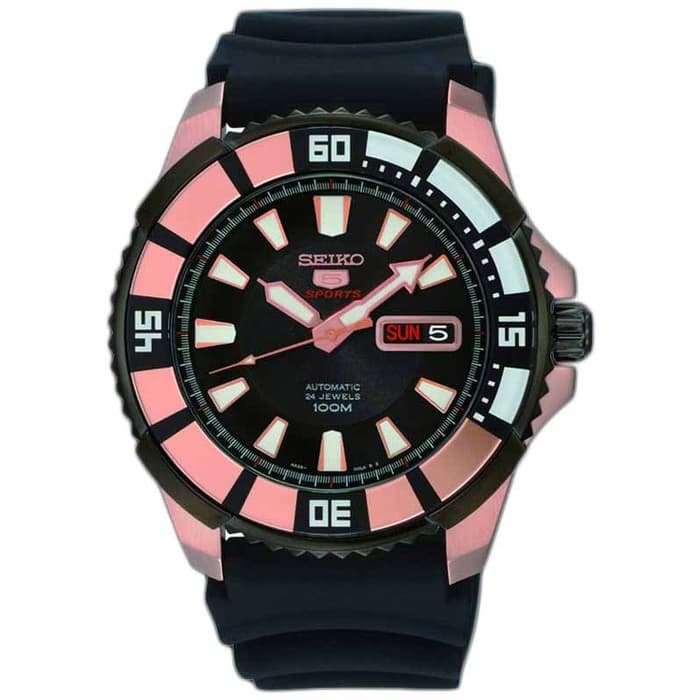 Seiko 5 Sports SRP210K1 Black Rose Gold Men's Watch