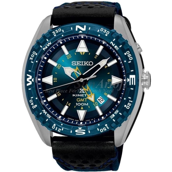 Seiko Prospex Land Kinetic GMT SUN059P1 Black Blue Silver Men's Watch