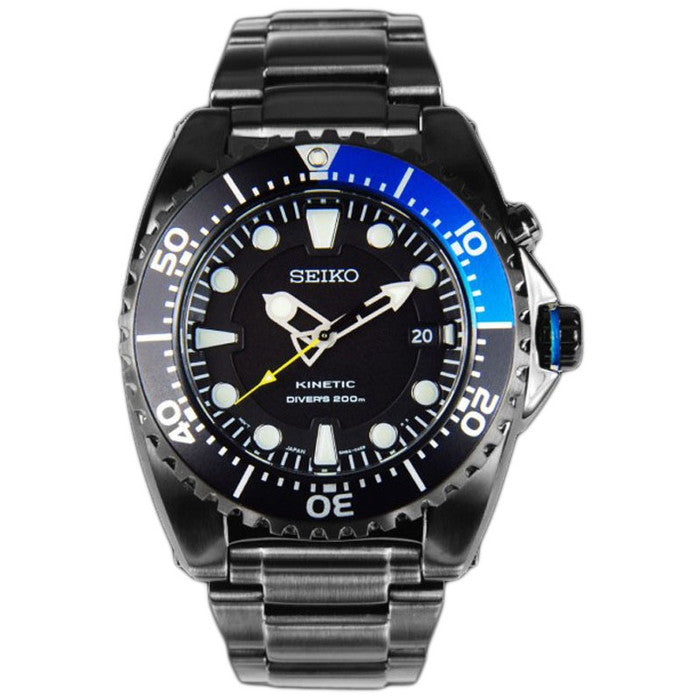 Seiko Diver's SKA579P1 Kinetic Black Grey Blues Men's Watch