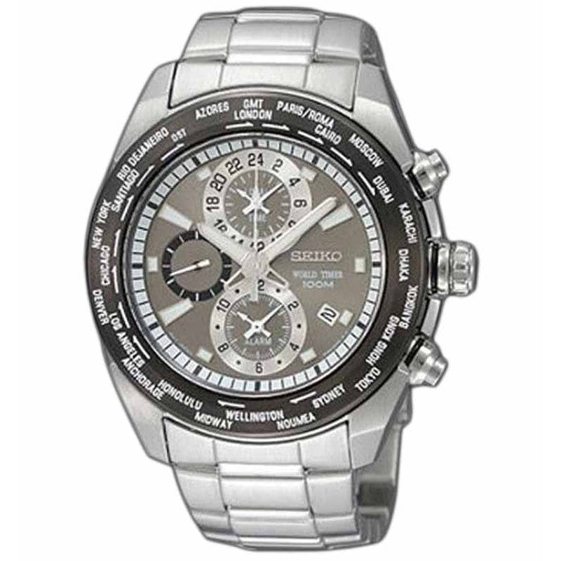 Seiko SPL035P1 Chronograph World Time Silver Black