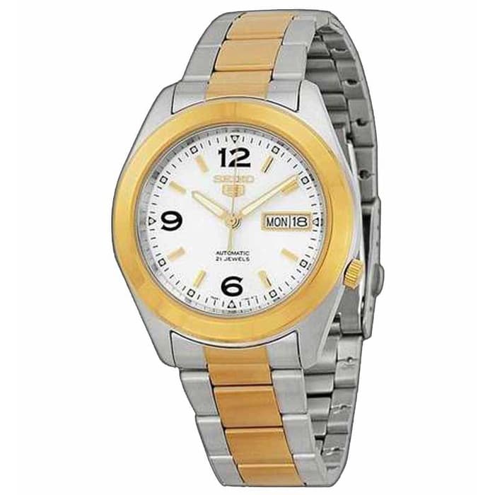 Seiko 5 SNKM80K1 Silver Gold Men's Watch