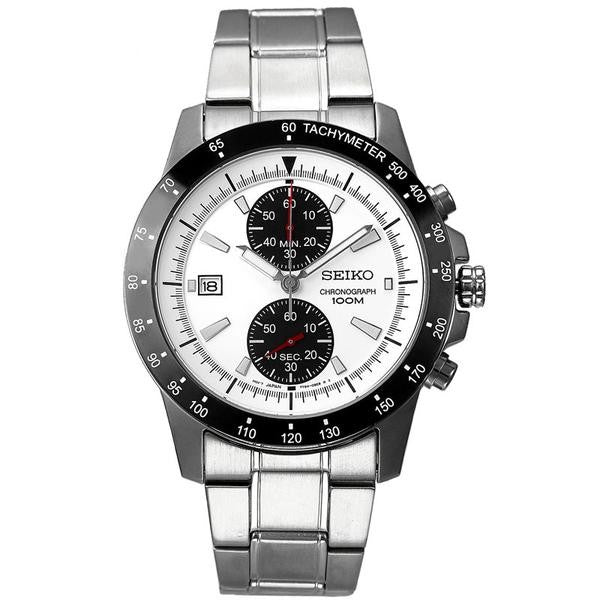 Jam Tangan Seiko SNN187P1 Chronograph Full Silver Black White