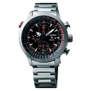 Seiko Prospex Sky Solar SSC349P1 Silver Black Red Men's Watch
