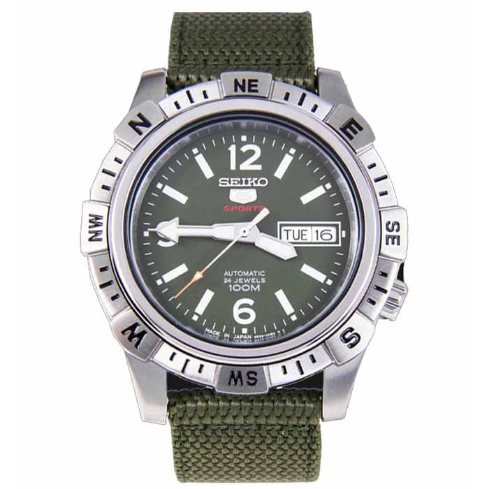 Seiko 5 Sports SRP145K1 Green Army Silver Men's Watch