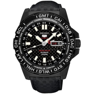 Seiko 5 Sports SRP723K1 Black Carbon Fiber Men's Watch Limited Edition