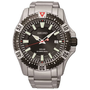Seiko Diver's SNE295P1 Divers Solar Silver Black Men's Watch