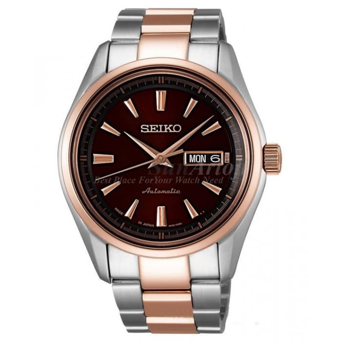 Seiko Presage SRP536J1 Presage Automatic Silver Brown Rose Gold Men's Watch
