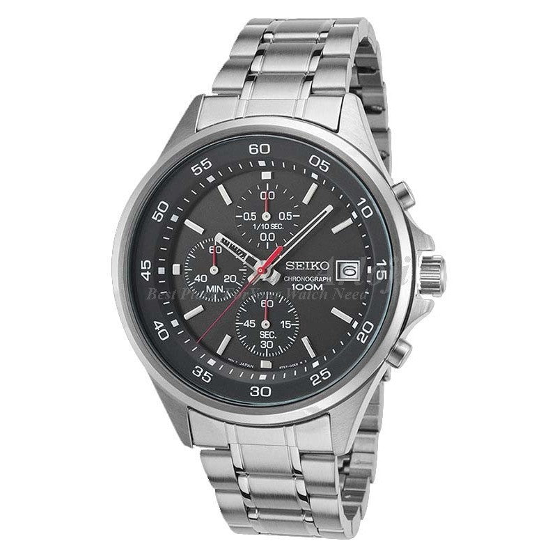Jam Tangan Seiko SKS477P1 Chronograph Silver Grey Red