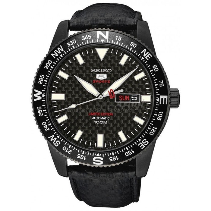 Seiko 5 Sports SRP719K1 Black Carbon Fiber Men's Watch Limited Edition