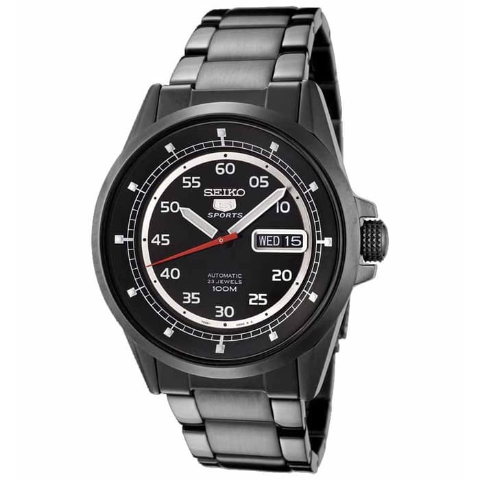 Seiko 5 Sports SNZH27 Full Black Dial White Men's Watch