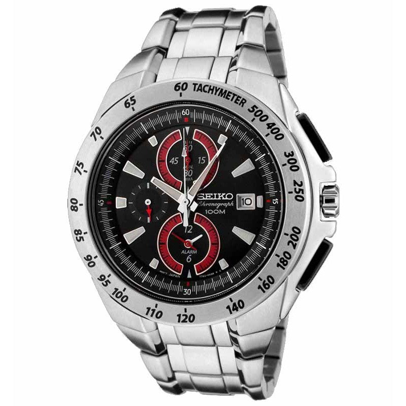 Seiko SNAB07P1 Chronograph Silver Black Red