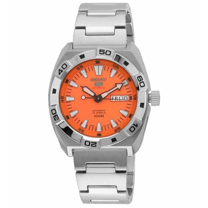 Seiko 5 Sports SRP283K1 Silver Orange Men's Watch