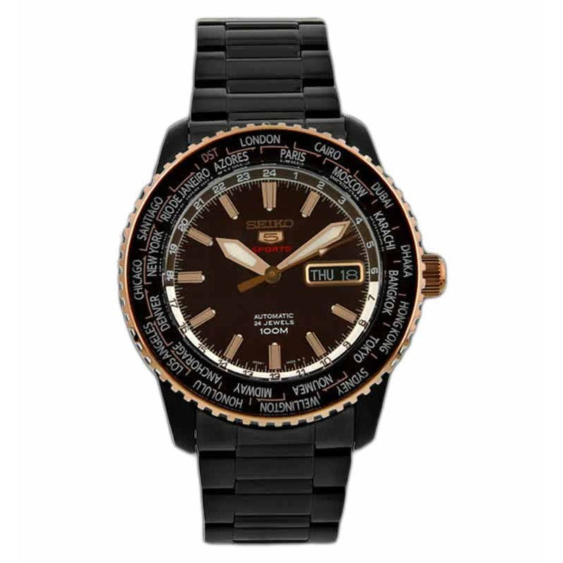 Seiko 5 SRP132K1 Sport World Time Black Gold