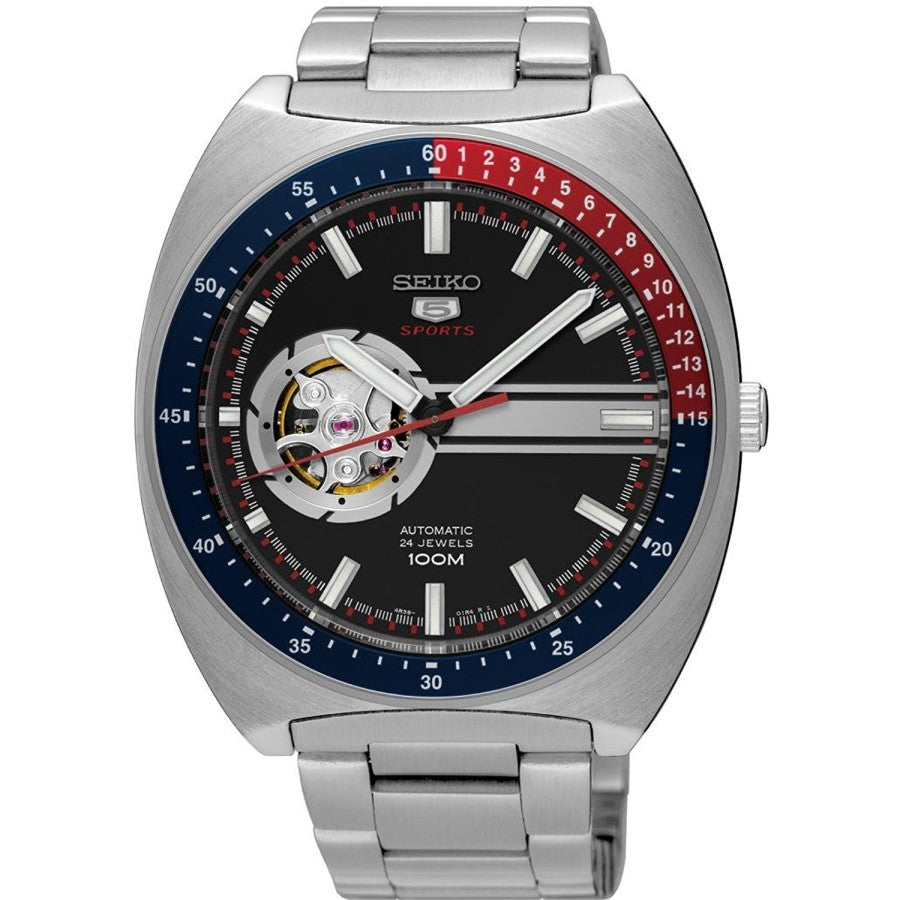 Seiko 5 Sports SSA329K1 Automatic Open Heart Black Dial Stainless Stee
