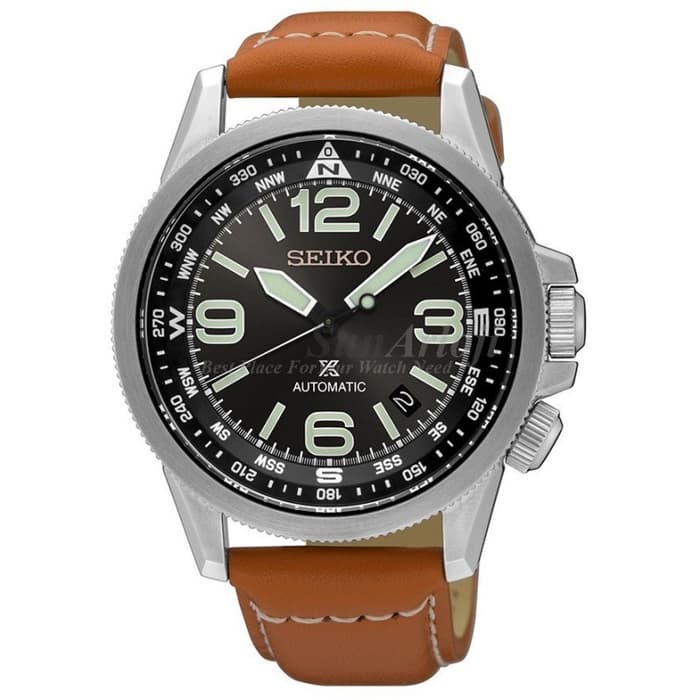 Seiko Prospex SRPA75K1 Automatic Black Dial Brown Leather Strap Men's Watch