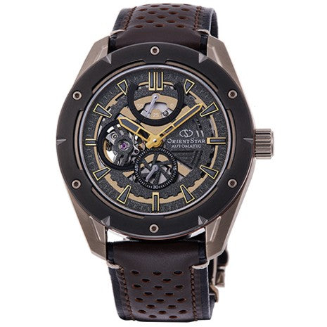 ORIENT STAR RE-AV0A04B00B AUTOMATIC SKELETON BROWN LEATHER STRAP