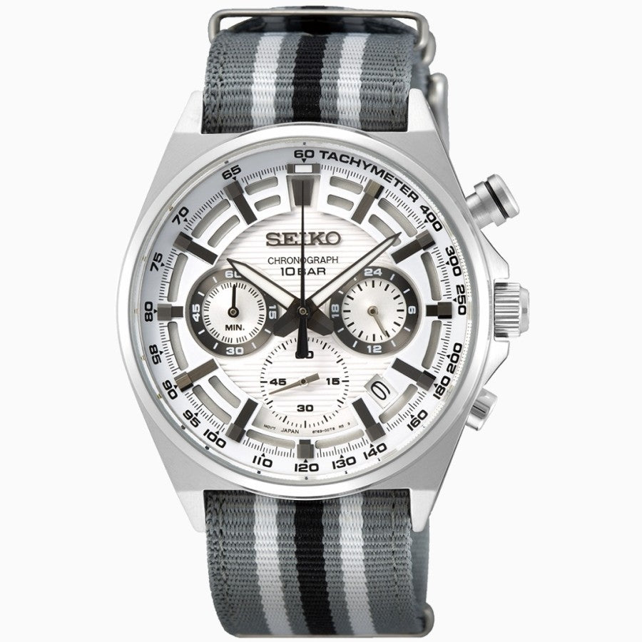 Seiko Chronograph SSB401P1 White Dial Nylon Strap SSB401