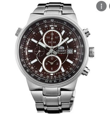 Orient Chronograph FTT15003T Men Brown Dial Stainless Steel