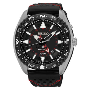 Seiko Prospex Land Kinetic GMT SUN049P2 Black Red Silver Men's Watch