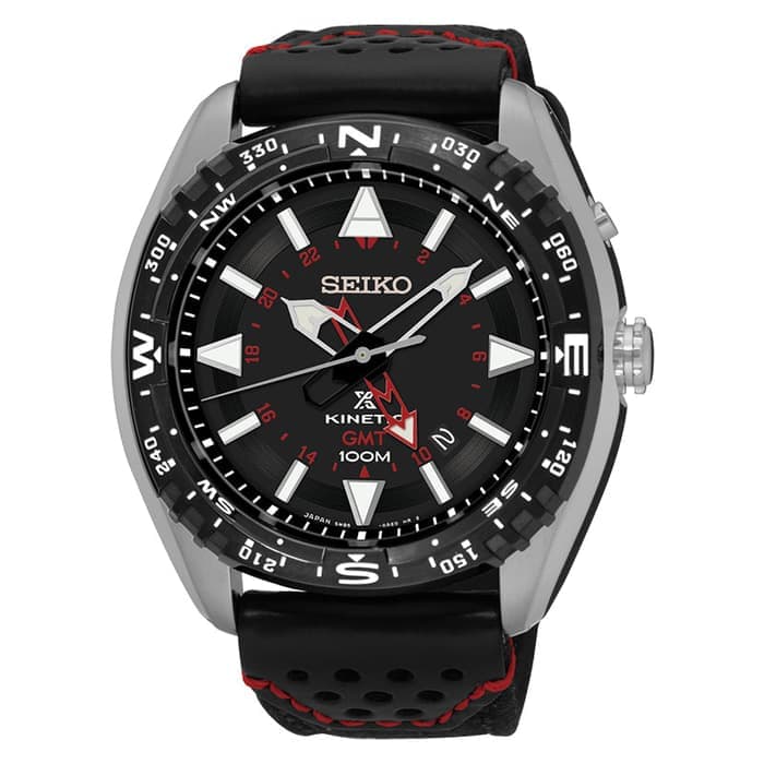 Seiko Prospex Land Kinetic GMT SUN049P2 Black Red Silver Men's Watch
