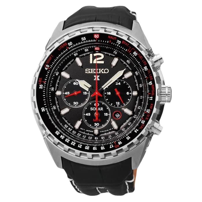 Seiko Prospex Aviation Solar SSC261P2 Black Silver Men's Watch