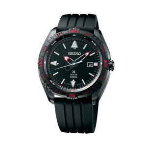 Seiko Prospex SNE425P1 Solar World Time Black Dial Black Rubber Strap Men's Watch