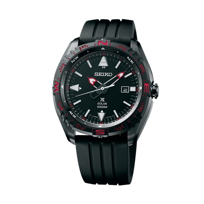 Seiko Prospex SNE425P1 Solar World Time Black Dial Black Rubber Strap Men's Watch