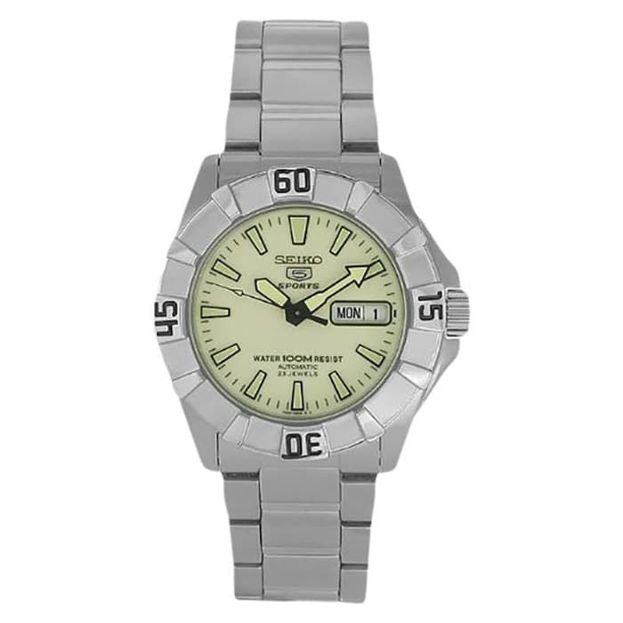 Seiko 5 Sports Automatic SNZF59K1 Green-Light Dial Stainless Steel Men's Watch
