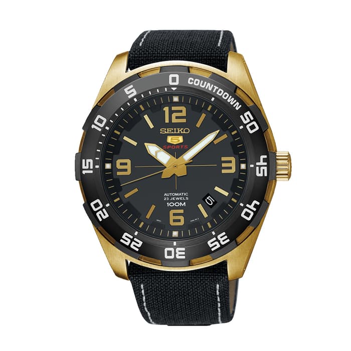 Seiko 5 Sports SRPB86K1 Gold IP Case Countdown Men's Watch