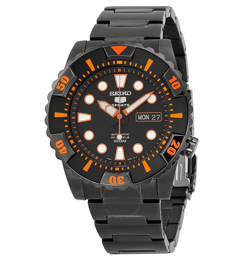 Seiko 5 Sports SNZJ21 Black Orange Men's Watch