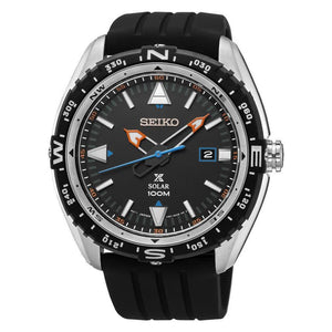 Seiko Prospex SNE423P1 Solar World Time Black Dial Black Rubber Strap Men's Watch